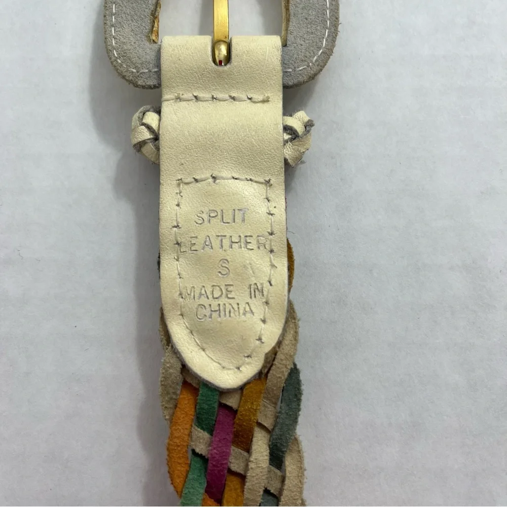 🔥 Vintage 90s Multicolor Braided Leather Belt 🔥